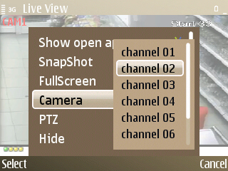 Выбор камеры для просмотра видеонаблюдения через Nokia